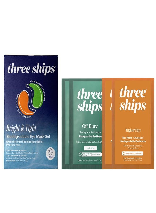 Three Ships - Bright & Tight Biodegradable Eye Mask Set | 4 Sets to Help Depuff and Firm Under Eyes - Image 1